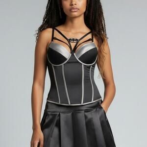 Batman DC Comics Black Bat-Women Corset Cosplay Top With Cape Size L